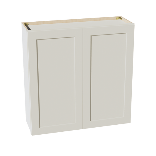 TW - W3636: Creamy White Shaker 36"W x 36"H 2 Doors & 2 Shelves Standard Wall Cabinet - NextCabinets