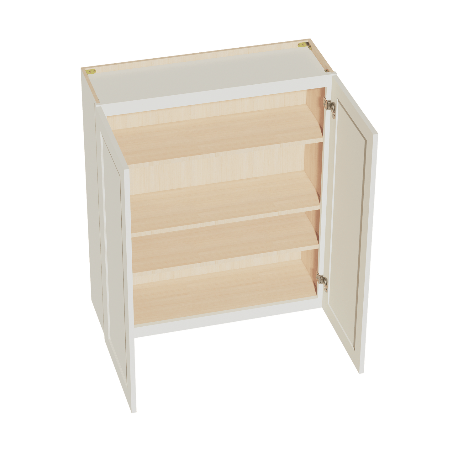 TW - W3642: Creamy White Shaker 36"W x 42"H 2 Doors & 3 Shelves Standard Wall Cabinet - NextCabinets