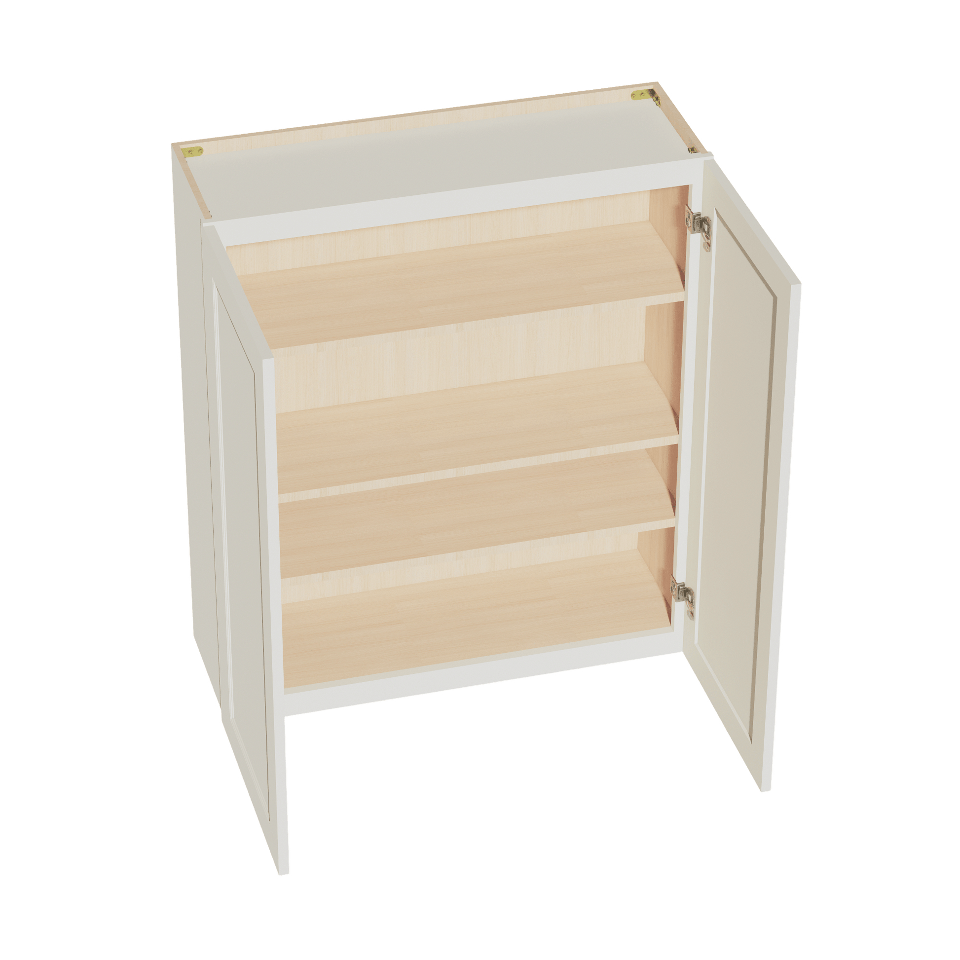 TW - W3642: Creamy White Shaker 36"W x 42"H 2 Doors & 3 Shelves Standard Wall Cabinet - NextCabinets