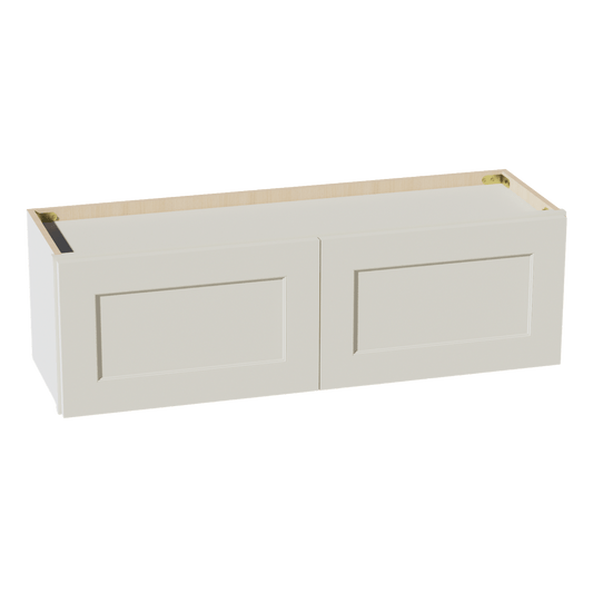 TW - W3912: Creamy White Shaker 39"W x 12"H 2 Doors Standard Wall Bridge Cabinet - NextCabinets