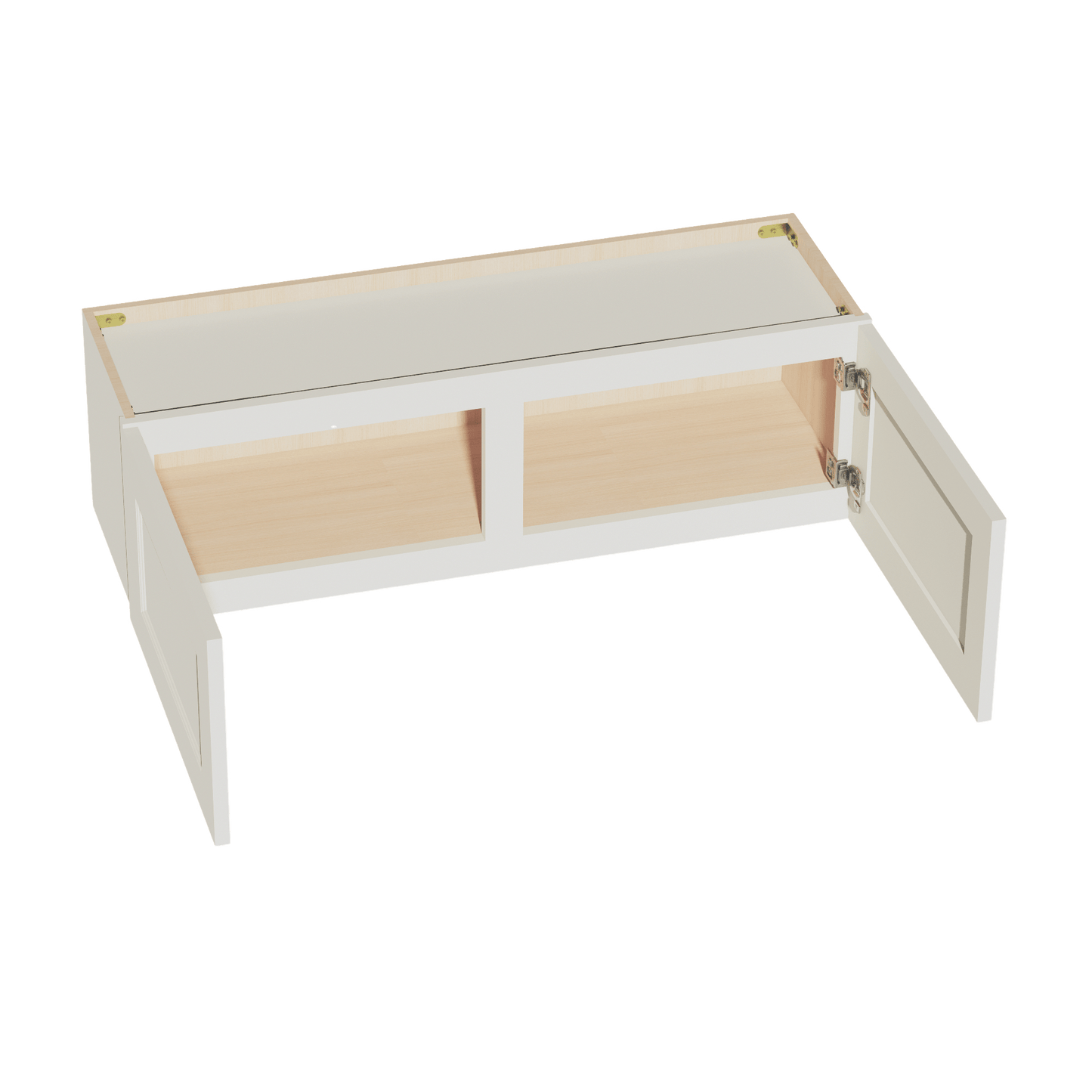 TW - W3912: Creamy White Shaker 39"W x 12"H 2 Doors Standard Wall Bridge Cabinet - NextCabinets