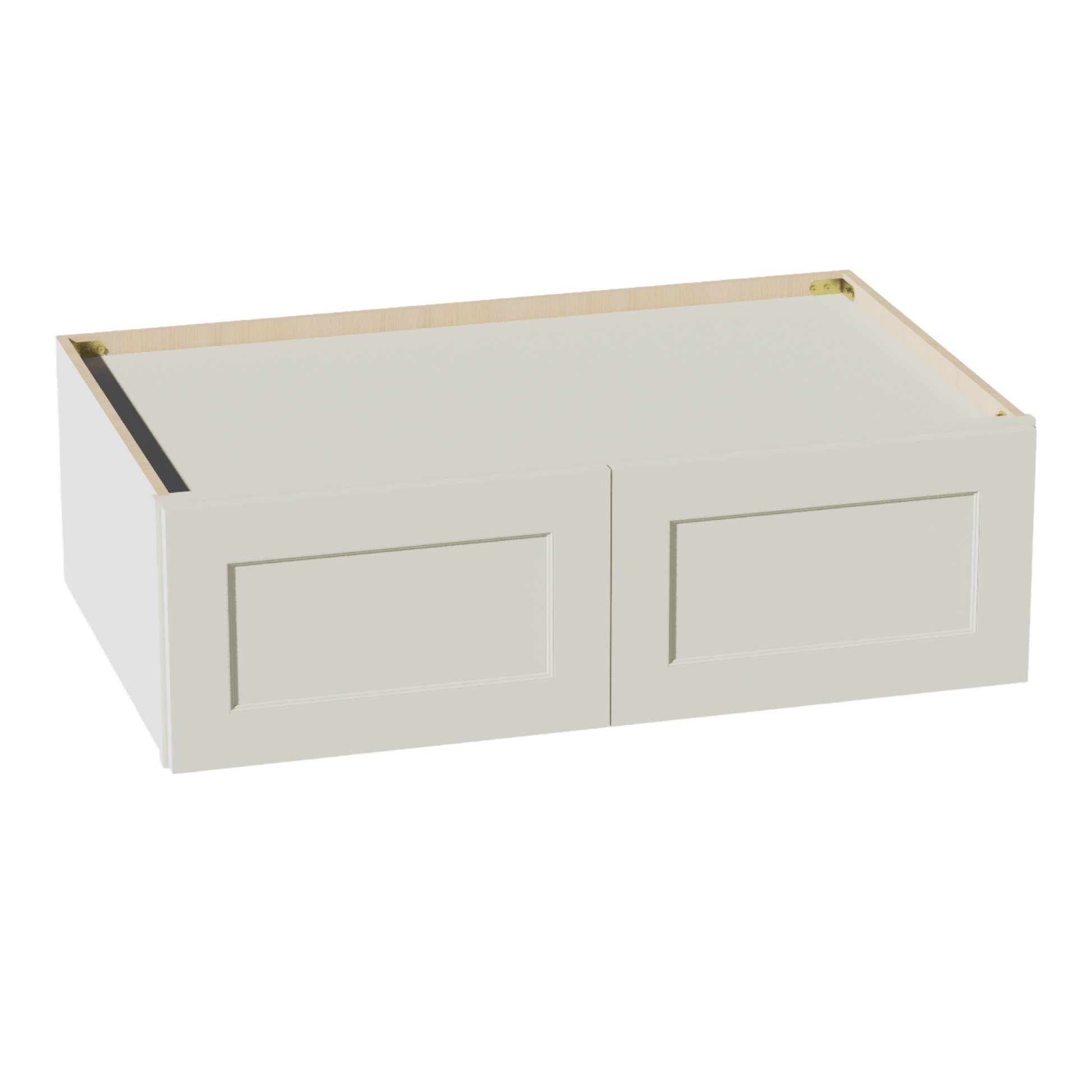 TW - W391224: Creamy White Shaker 39"W x 12"H x 24"D 2 Doors Standard Bridge Wall Cabinet - NextCabinets