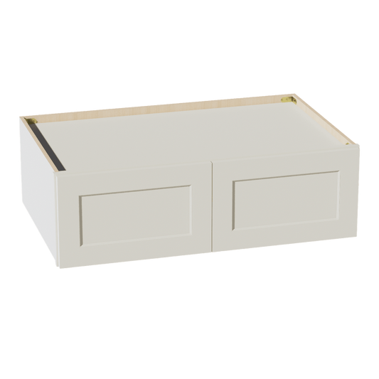 TW - W391224: Creamy White Shaker 39"W x 12"H x 24"D 2 Doors Standard Bridge Wall Cabinet - NextCabinets