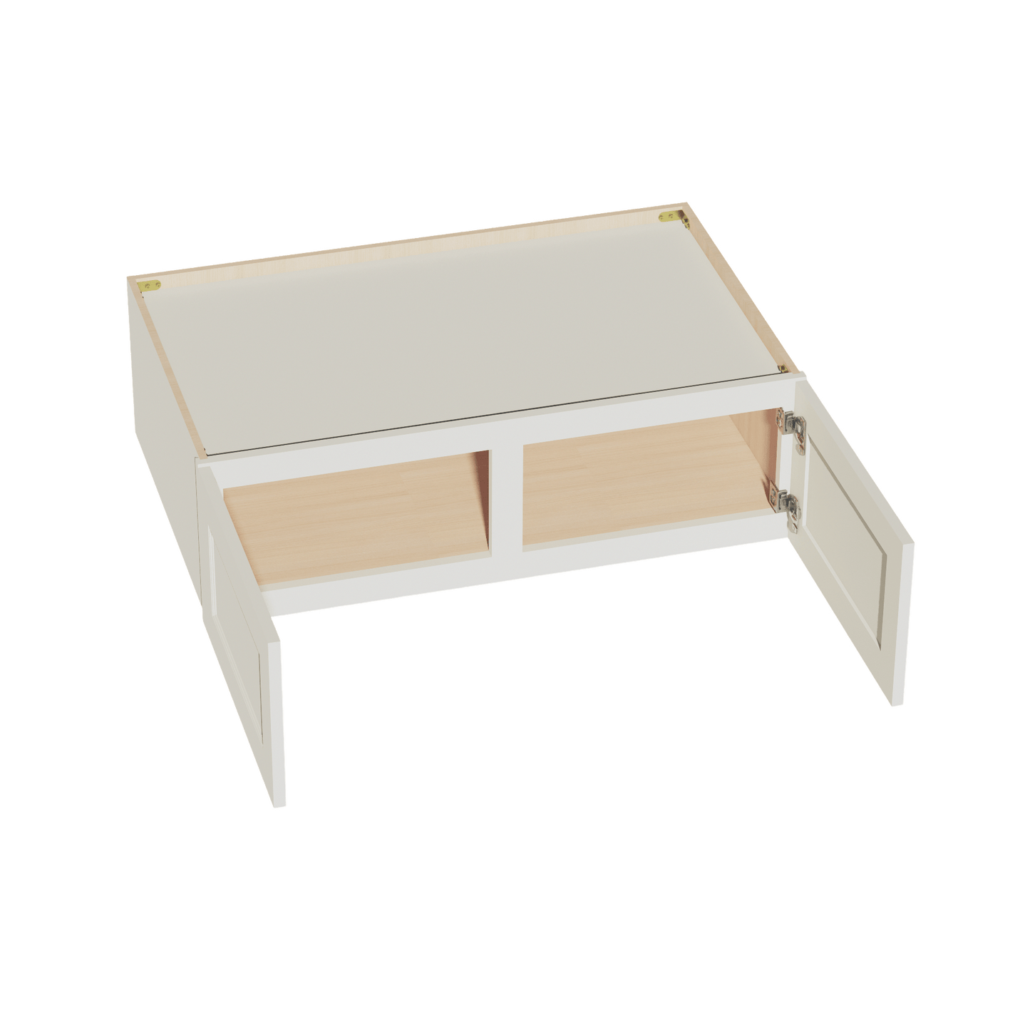 TW - W391224: Creamy White Shaker 39"W x 12"H x 24"D 2 Doors Standard Bridge Wall Cabinet - NextCabinets