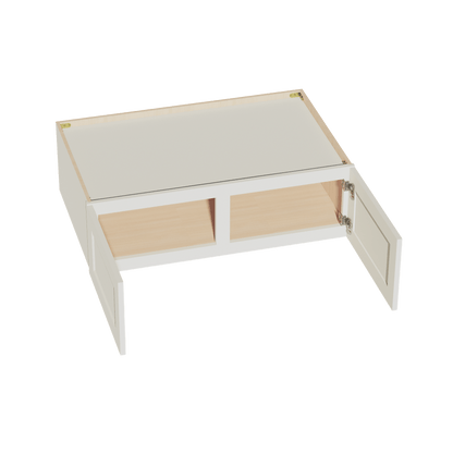 TW - W391224: Creamy White Shaker 39"W x 12"H x 24"D 2 Doors Standard Bridge Wall Cabinet - NextCabinets
