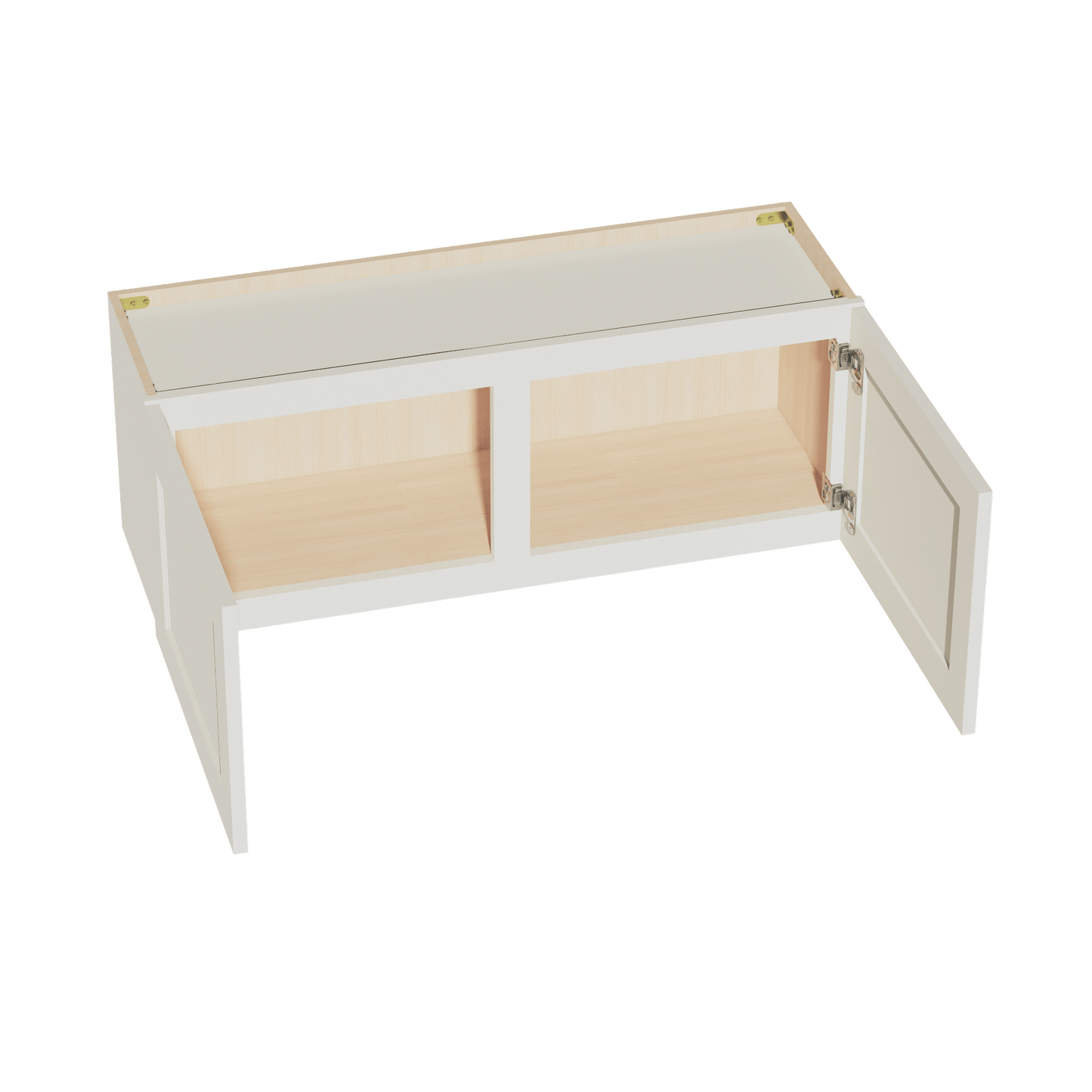 TW - W3915: Creamy White Shaker 39"W x 15"H 2 Doors Standard Wall Bridge Cabinet - NextCabinets