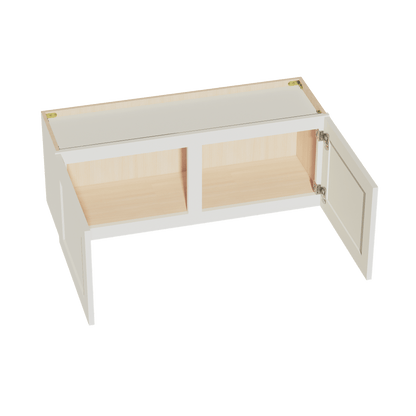 TW - W3915: Creamy White Shaker 39"W x 15"H 2 Doors Standard Wall Bridge Cabinet - NextCabinets