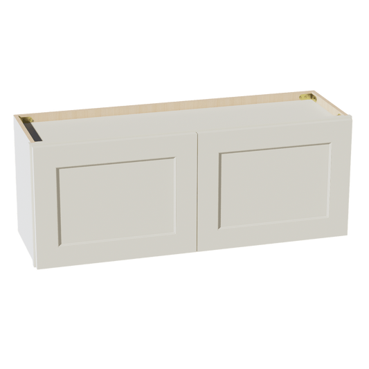 TW - W3915: Creamy White Shaker 39"W x 15"H 2 Doors Standard Wall Bridge Cabinet - NextCabinets