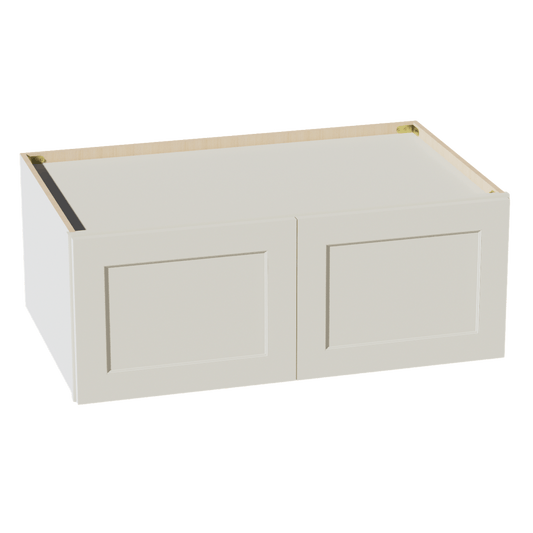 TW - W391524: Creamy White Shaker 39"W x 15"H x 24"D 2 Doors Standard Bridge Wall Cabinet - NextCabinets
