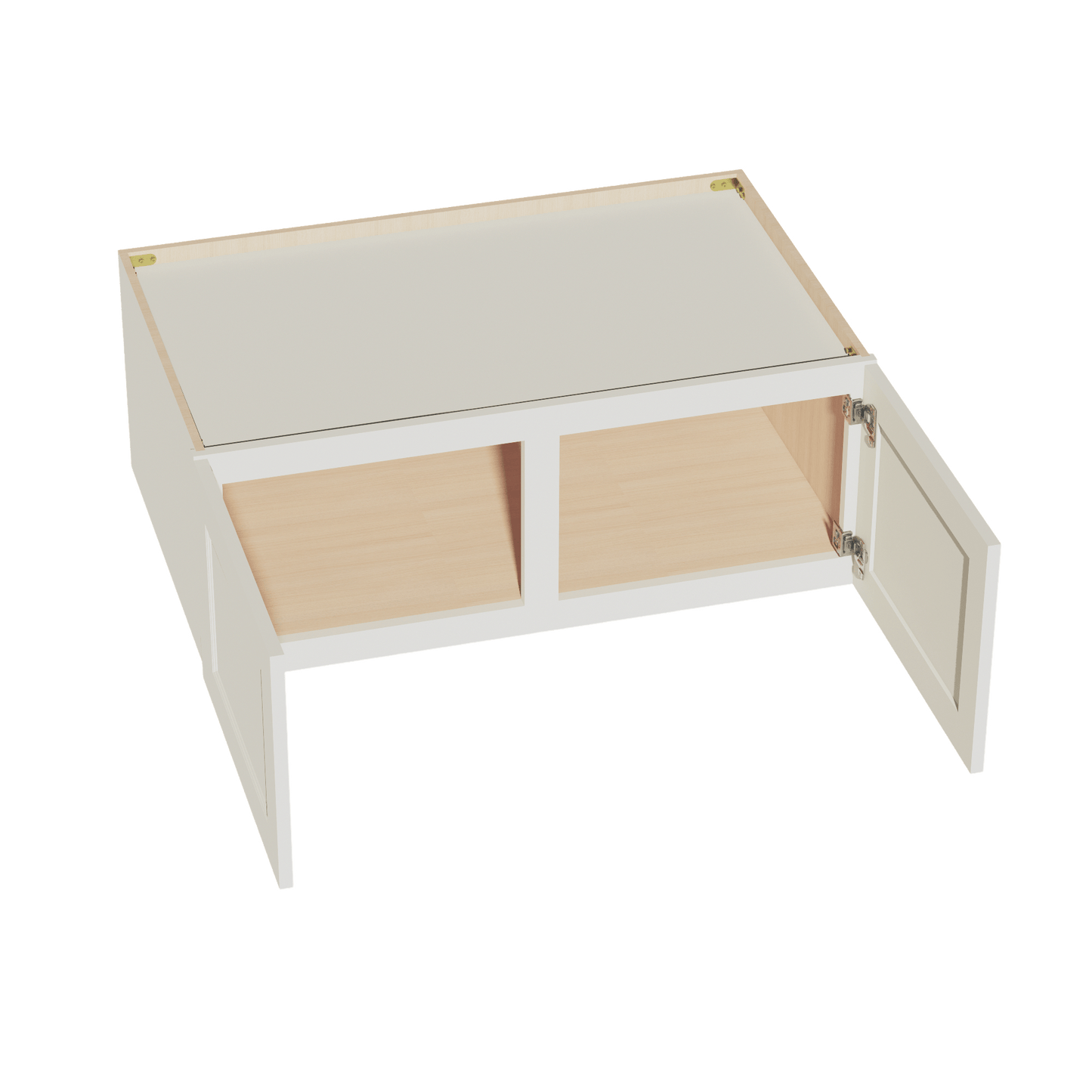 TW - W391524: Creamy White Shaker 39"W x 15"H x 24"D 2 Doors Standard Bridge Wall Cabinet - NextCabinets