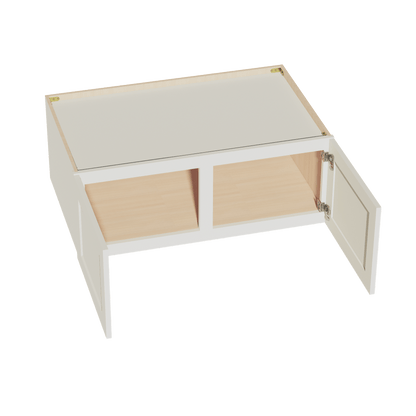 TW - W391524: Creamy White Shaker 39"W x 15"H x 24"D 2 Doors Standard Bridge Wall Cabinet - NextCabinets