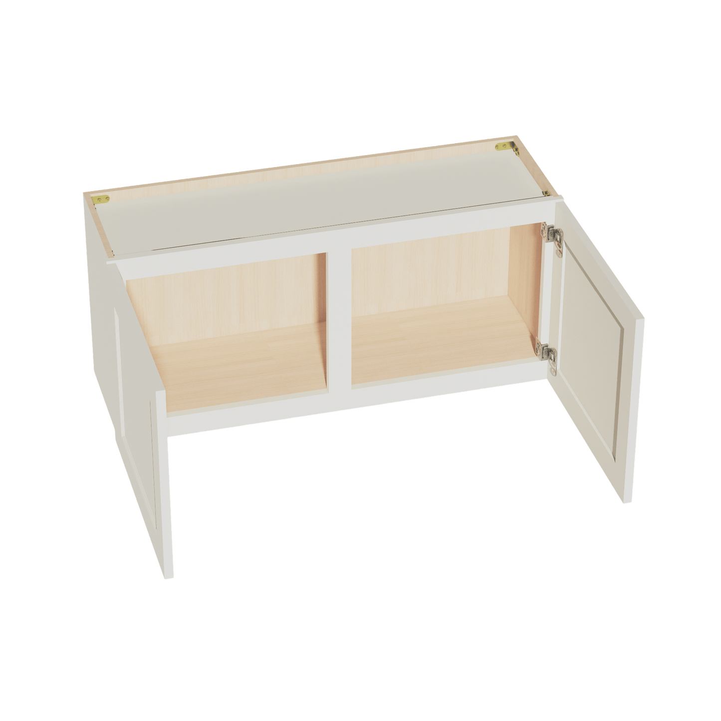 TW - W3918: Creamy White Shaker 39"W x 18"H 2 Doors Standard Wall Bridge Cabinet - NextCabinets