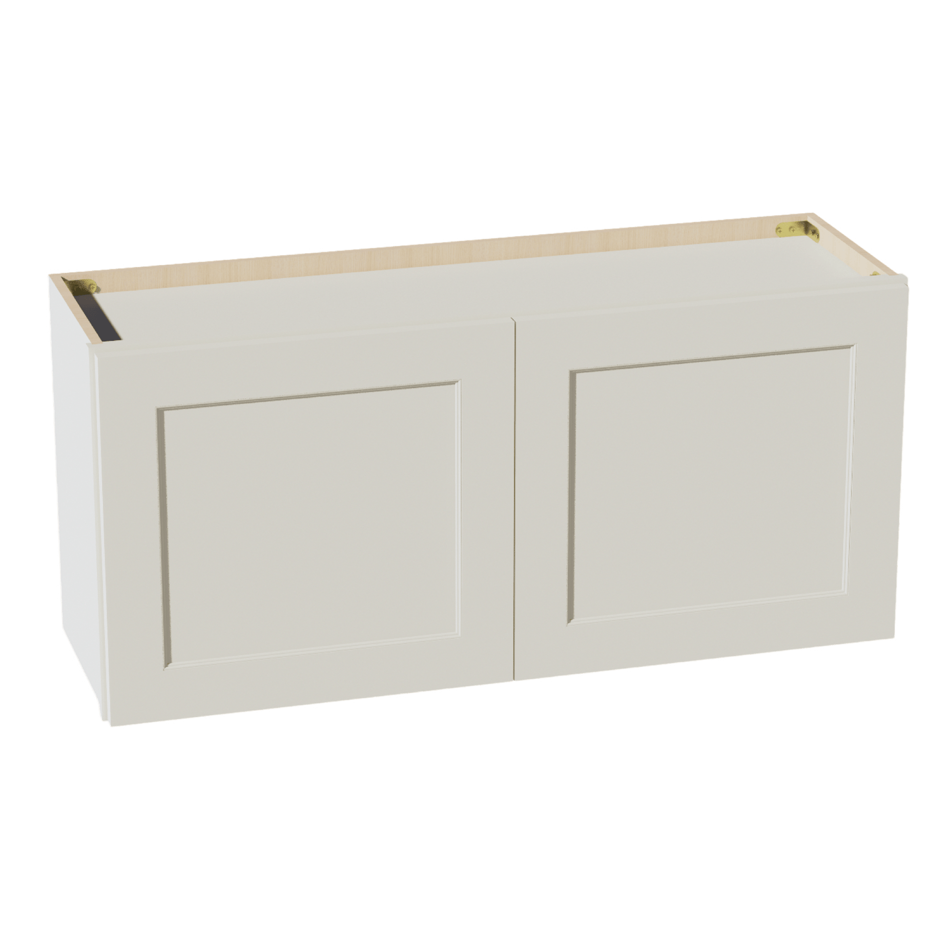 TW - W3918: Creamy White Shaker 39"W x 18"H 2 Doors Standard Wall Bridge Cabinet - NextCabinets