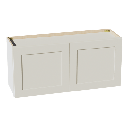 TW - W3918: Creamy White Shaker 39"W x 18"H 2 Doors Standard Wall Bridge Cabinet - NextCabinets
