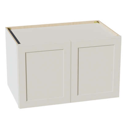 TW - W392424: Creamy White Shaker 39"W x 24"H x 24"D 2 Doors & 1 Shelf Standard Bridge Wall Cabinet - NextCabinets