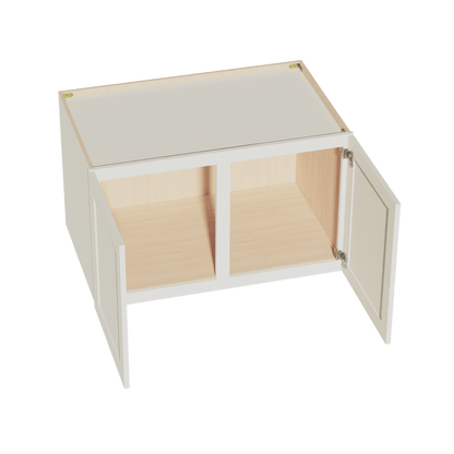 TW - W392424: Creamy White Shaker 39"W x 24"H x 24"D 2 Doors & 1 Shelf Standard Bridge Wall Cabinet - NextCabinets