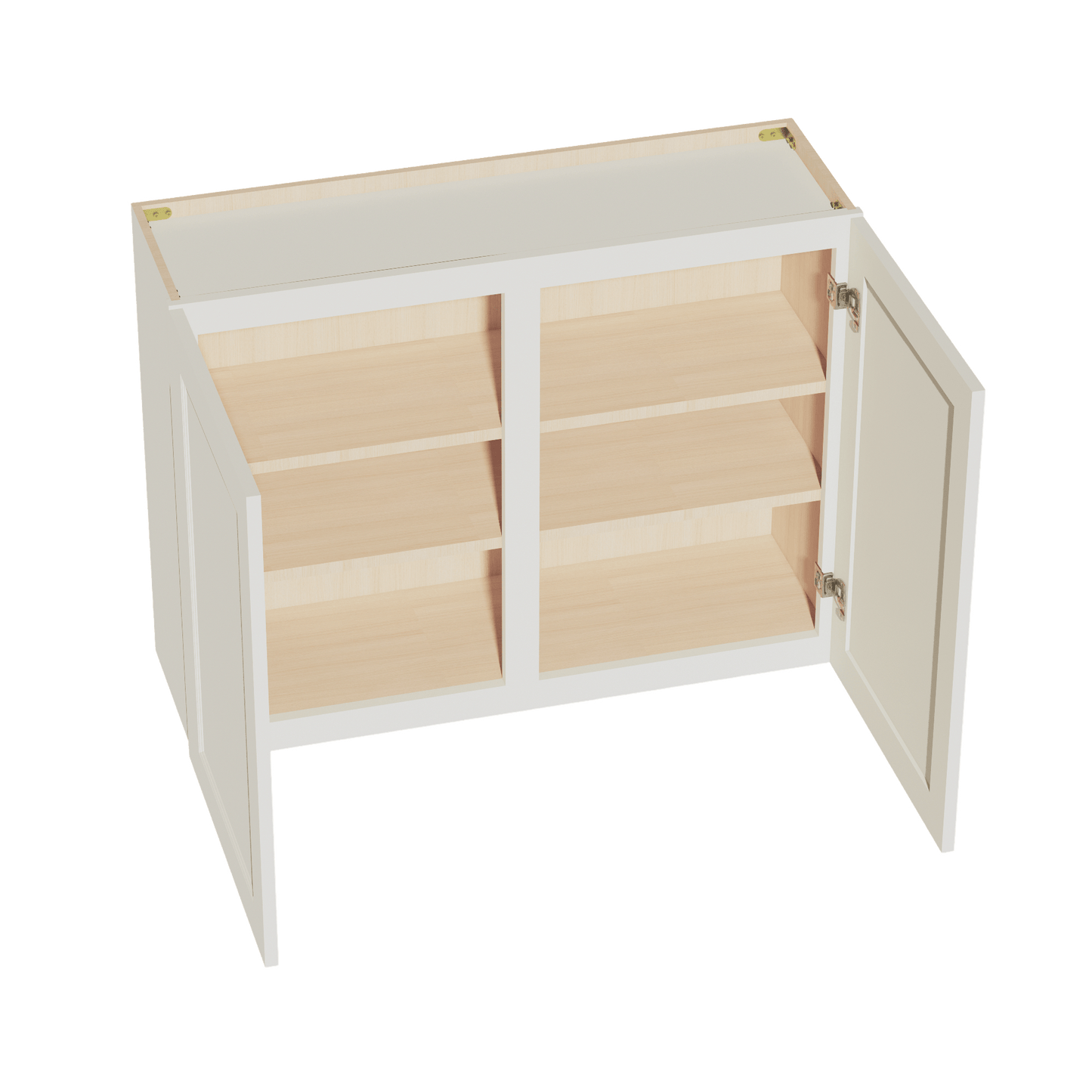 TW - W3930: Creamy White Shaker 39"W x 30"H 2 Doors & 2 Shelves Standard Wall Cabinet - NextCabinets