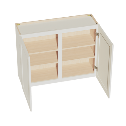 TW - W3930: Creamy White Shaker 39"W x 30"H 2 Doors & 2 Shelves Standard Wall Cabinet - NextCabinets