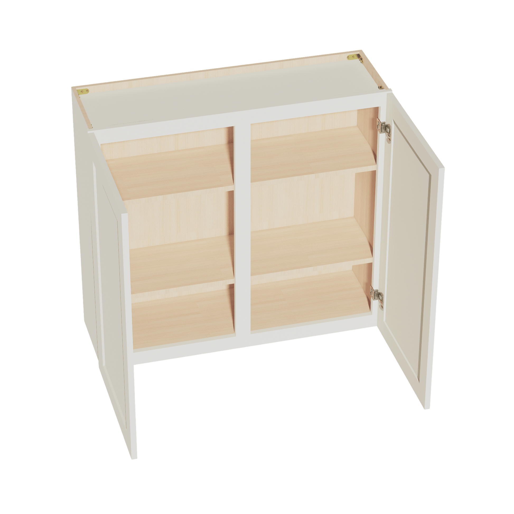 TW - W3936: Creamy White Shaker 39"W x 36"H 2 Doors & 2 Shelves Standard Wall Cabinet - NextCabinets
