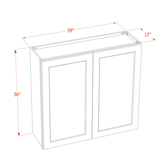 TW - W3936: Creamy White Shaker 39"W x 36"H 2 Doors & 2 Shelves Standard Wall Cabinet - NextCabinets