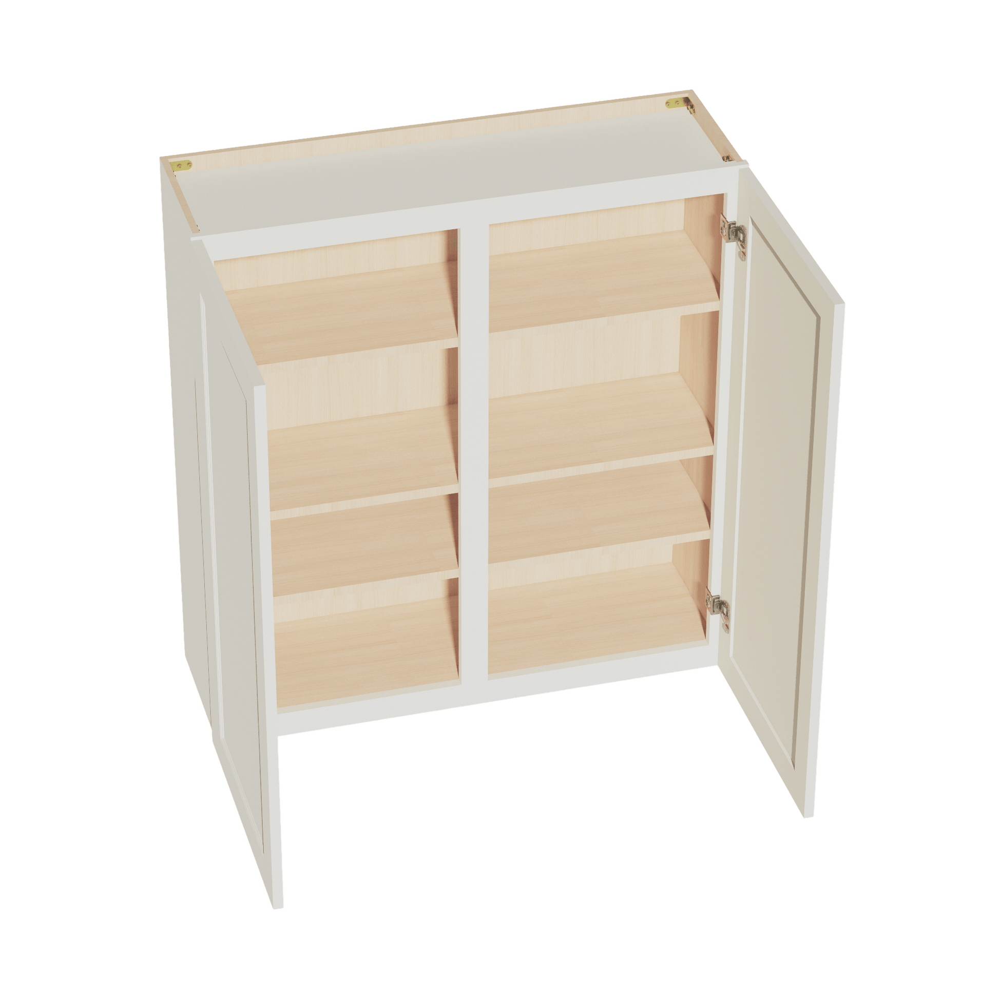 TW - W3942: Creamy White Shaker 39"W x 42"H 2 Doors & 3 Shelves Standard Wall Cabinet - NextCabinets