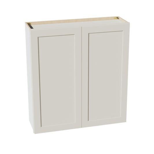 TW - W3942: Creamy White Shaker 39"W x 42"H 2 Doors & 3 Shelves Standard Wall Cabinet - NextCabinets