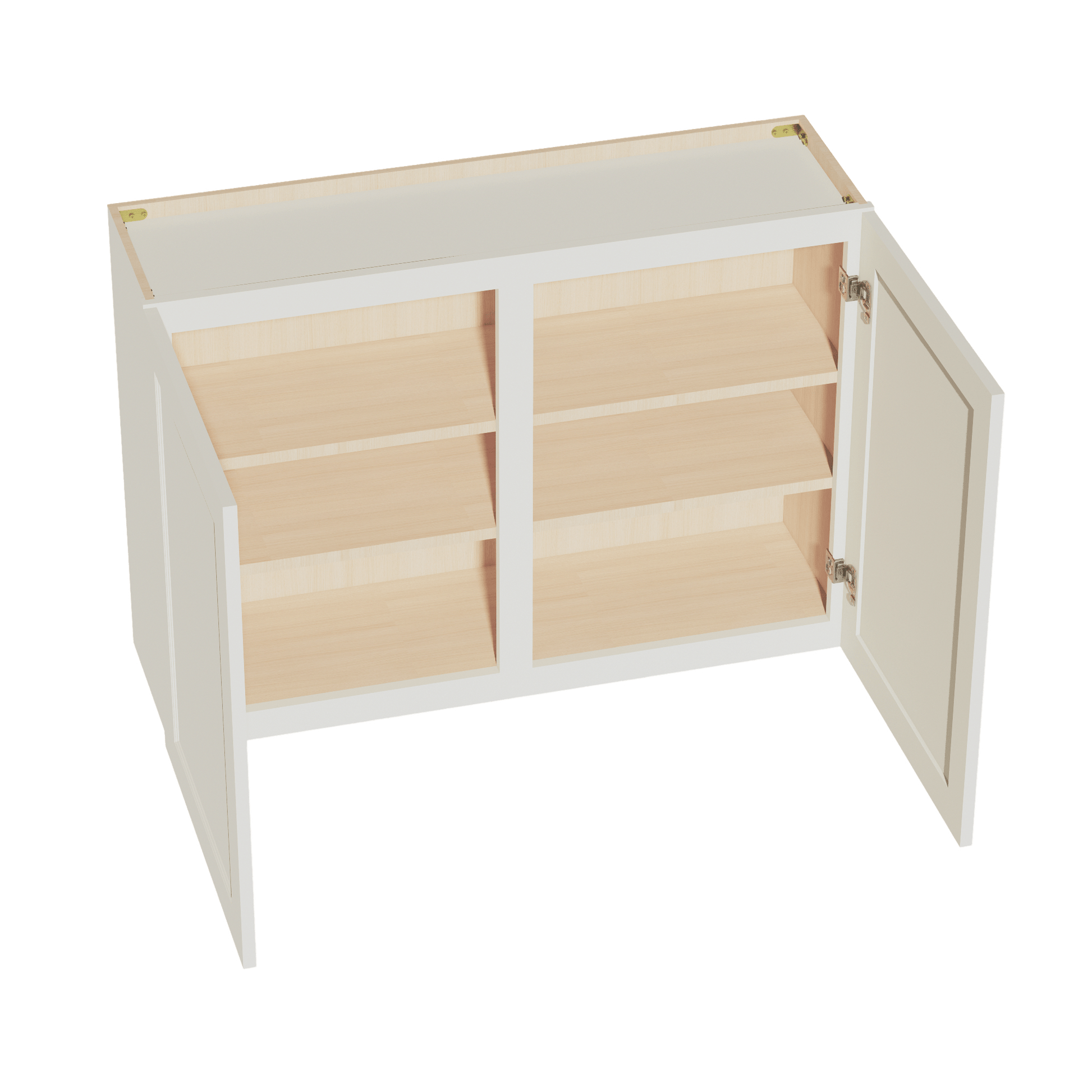 TW - W4230: Creamy White Shaker 42"W x 30"H 2 Doors & 2 Shelves Standard Wall Cabinet - NextCabinets