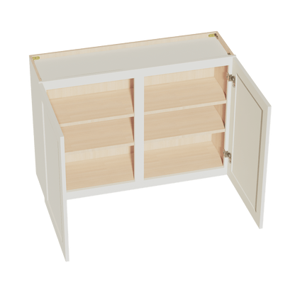 TW - W4230: Creamy White Shaker 42"W x 30"H 2 Doors & 2 Shelves Standard Wall Cabinet - NextCabinets