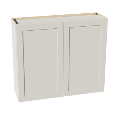 TW - W4236: Creamy White Shaker 42"W x 36"H 2 Doors & 2 Shelves Standard Wall Cabinet - NextCabinets