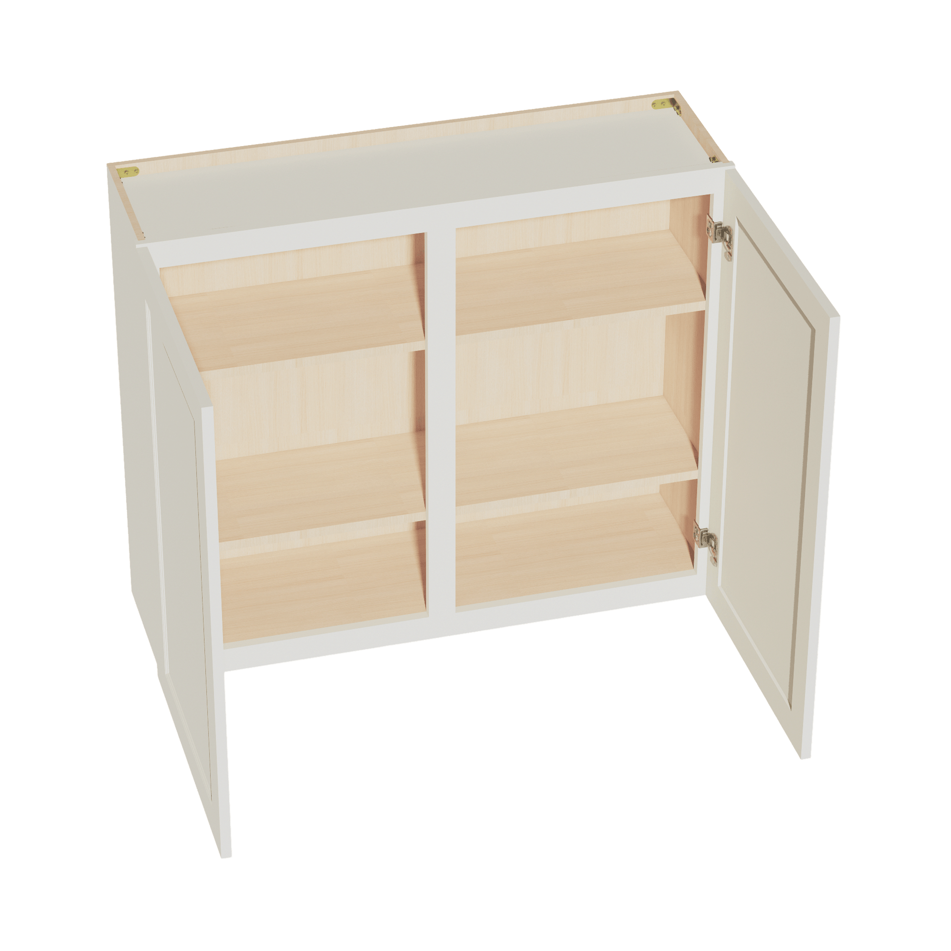 TW - W4236: Creamy White Shaker 42"W x 36"H 2 Doors & 2 Shelves Standard Wall Cabinet - NextCabinets