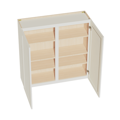 TW - W4242: Creamy White Shaker 42"W x 42"H 2 Doors & 3 Shelves Standard Wall Cabinet - NextCabinets