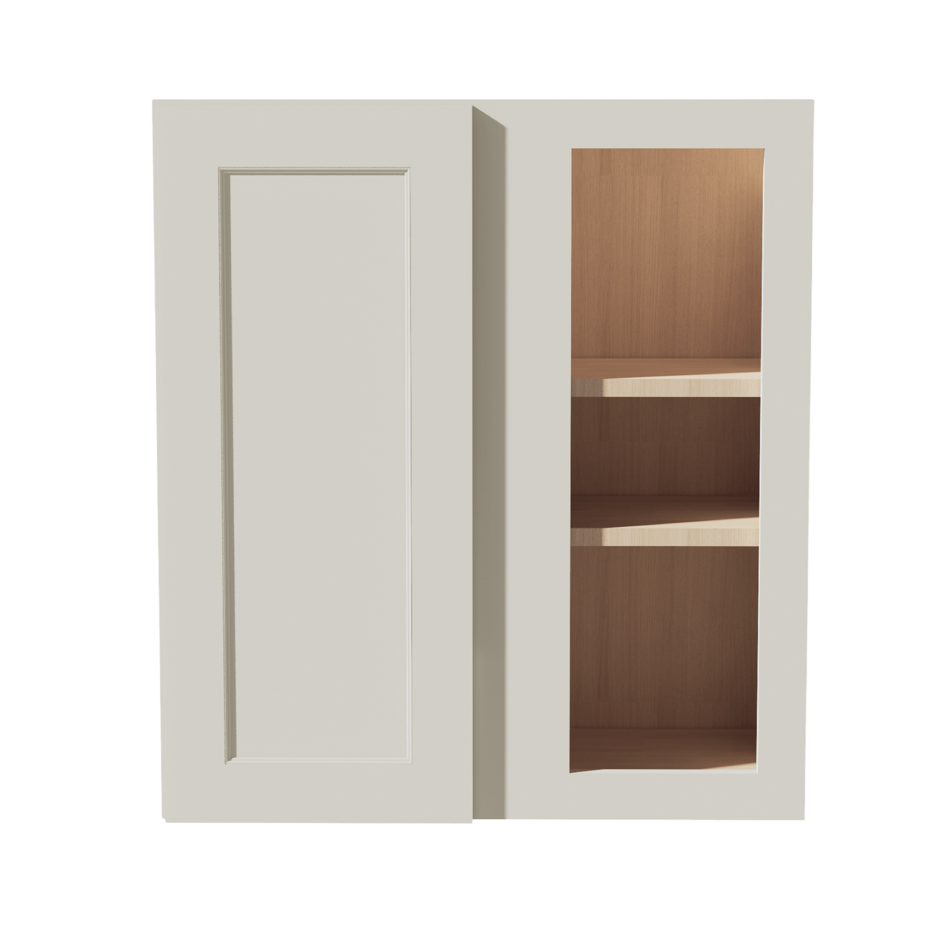 TW - WBC2730: Creamy White Shaker 27"W x 30"H 1 Door & 2 Shelves Wall Blind Corner Cabinets - NextCabinets