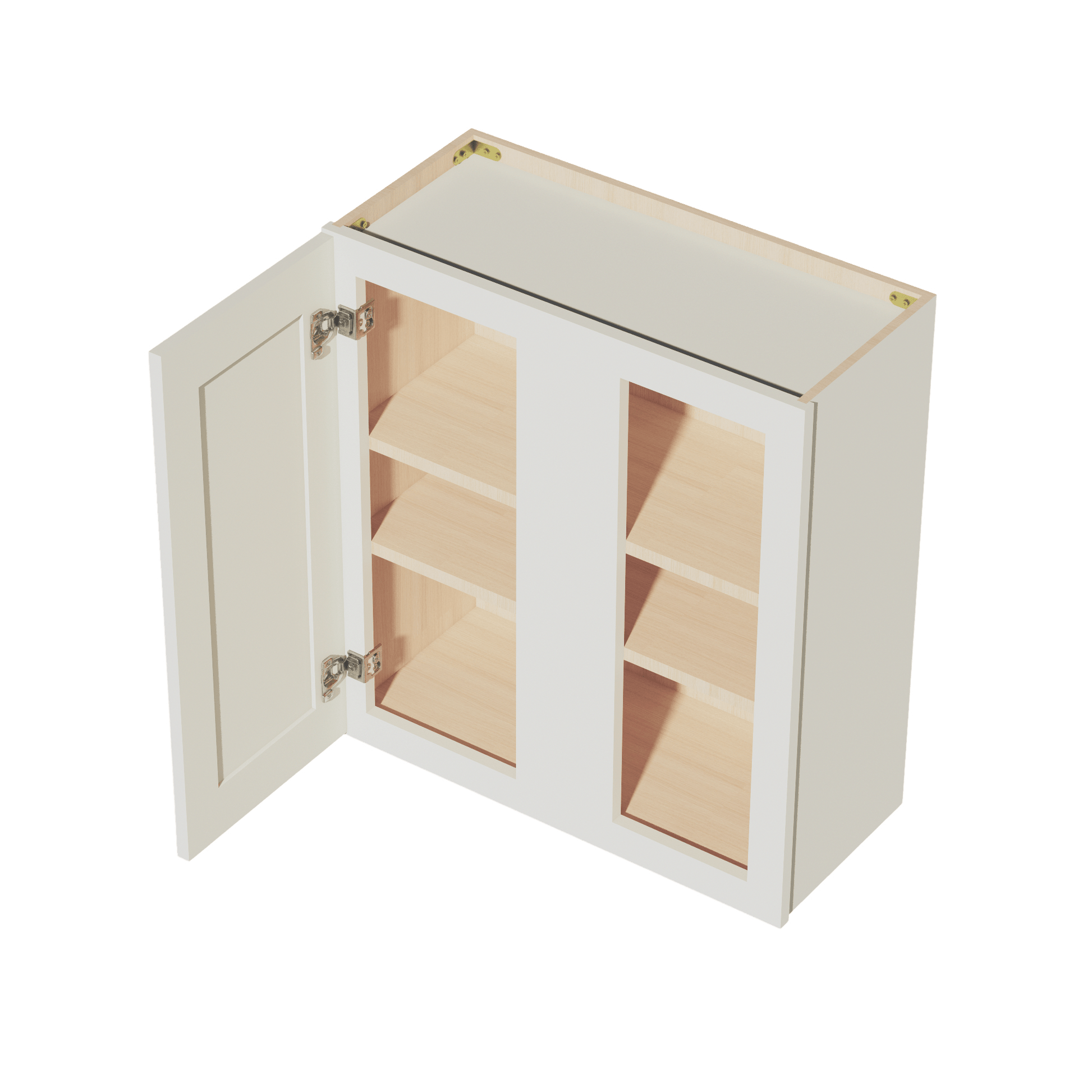 TW - WBC2730: Creamy White Shaker 27"W x 30"H 1 Door & 2 Shelves Wall Blind Corner Cabinets - NextCabinets