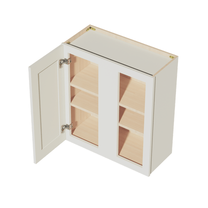 TW - WBC2730: Creamy White Shaker 27"W x 30"H 1 Door & 2 Shelves Wall Blind Corner Cabinets - NextCabinets