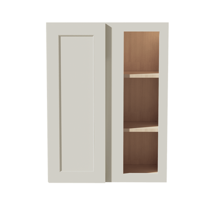 TW - WBC2736: Creamy White Shaker 27"W x 36"H 1 Door & 2 Shelves Wall Blind Corner Cabinets - NextCabinets