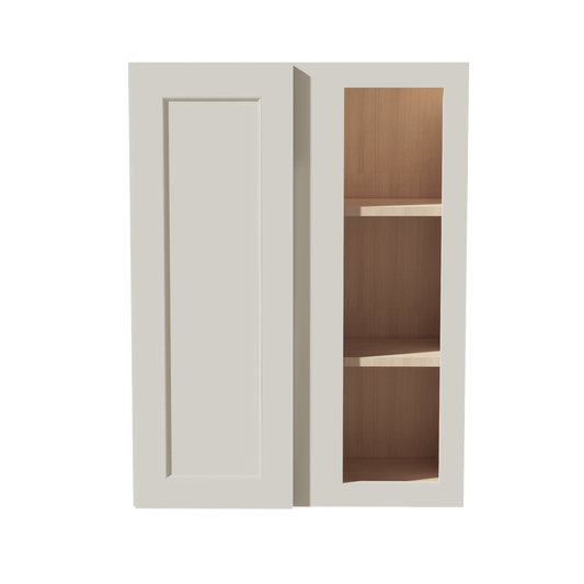 TW - WBC2736: Creamy White Shaker 27"W x 36"H 1 Door & 2 Shelves Wall Blind Corner Cabinets - NextCabinets
