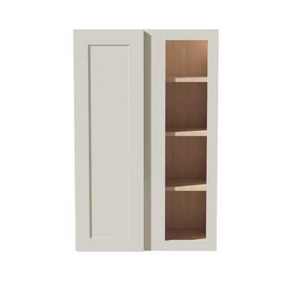 TW - WBC2742: Creamy White Shaker 27"W x 42"H 1 Door & 2 Shelves Wall Blind Corner Cabinets - NextCabinets