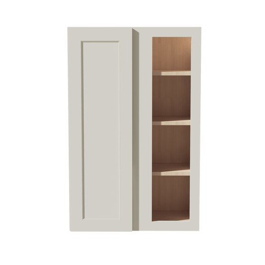 TW - WBC2742: Creamy White Shaker 27"W x 42"H 1 Door & 2 Shelves Wall Blind Corner Cabinets - NextCabinets