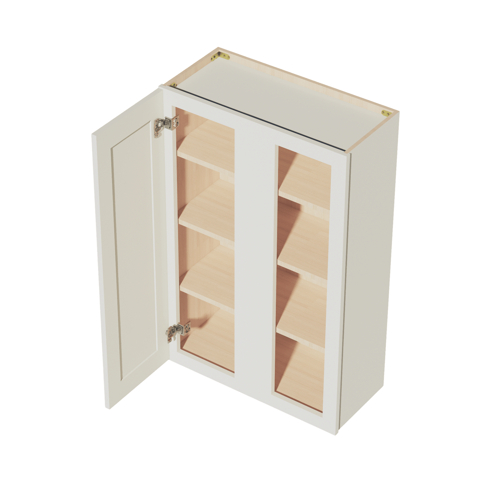 TW - WBC2742: Creamy White Shaker 27"W x 42"H 1 Door & 2 Shelves Wall Blind Corner Cabinets - NextCabinets