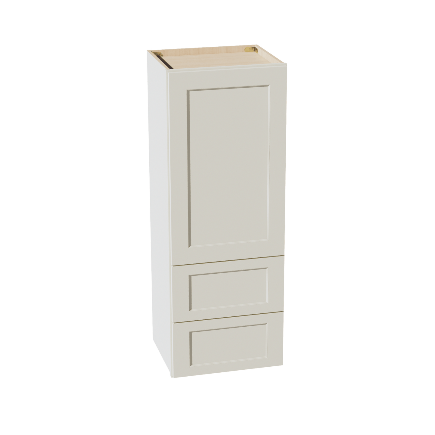 TW - WD1848: Creamy White Shaker 18"W x 48"H 1 Door & 2 Drawers Special Wall Cabinet - NextCabinets
