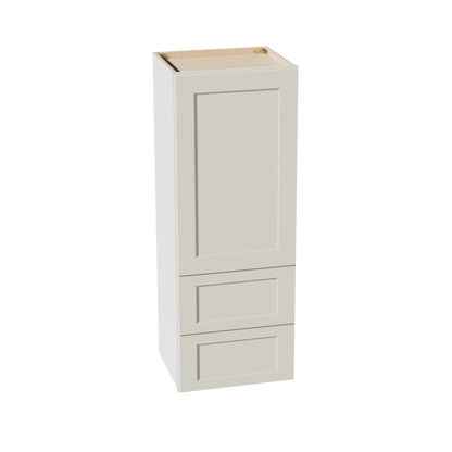 TW - WD1848: Creamy White Shaker 18"W x 48"H 1 Door & 2 Drawers Special Wall Cabinet - NextCabinets