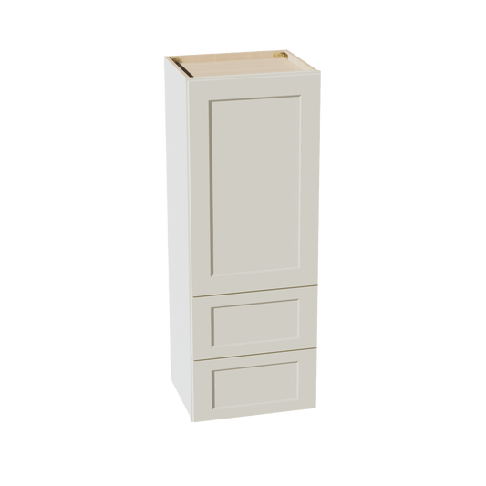 TW - WD1848: Creamy White Shaker 18"W x 48"H 1 Door & 2 Drawers Special Wall Cabinet - NextCabinets