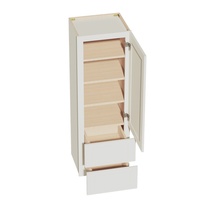 TW - WD1854: Creamy White Shaker 18"W x 54"H 1 Door & 2 Drawers Special Wall Cabinet - NextCabinets