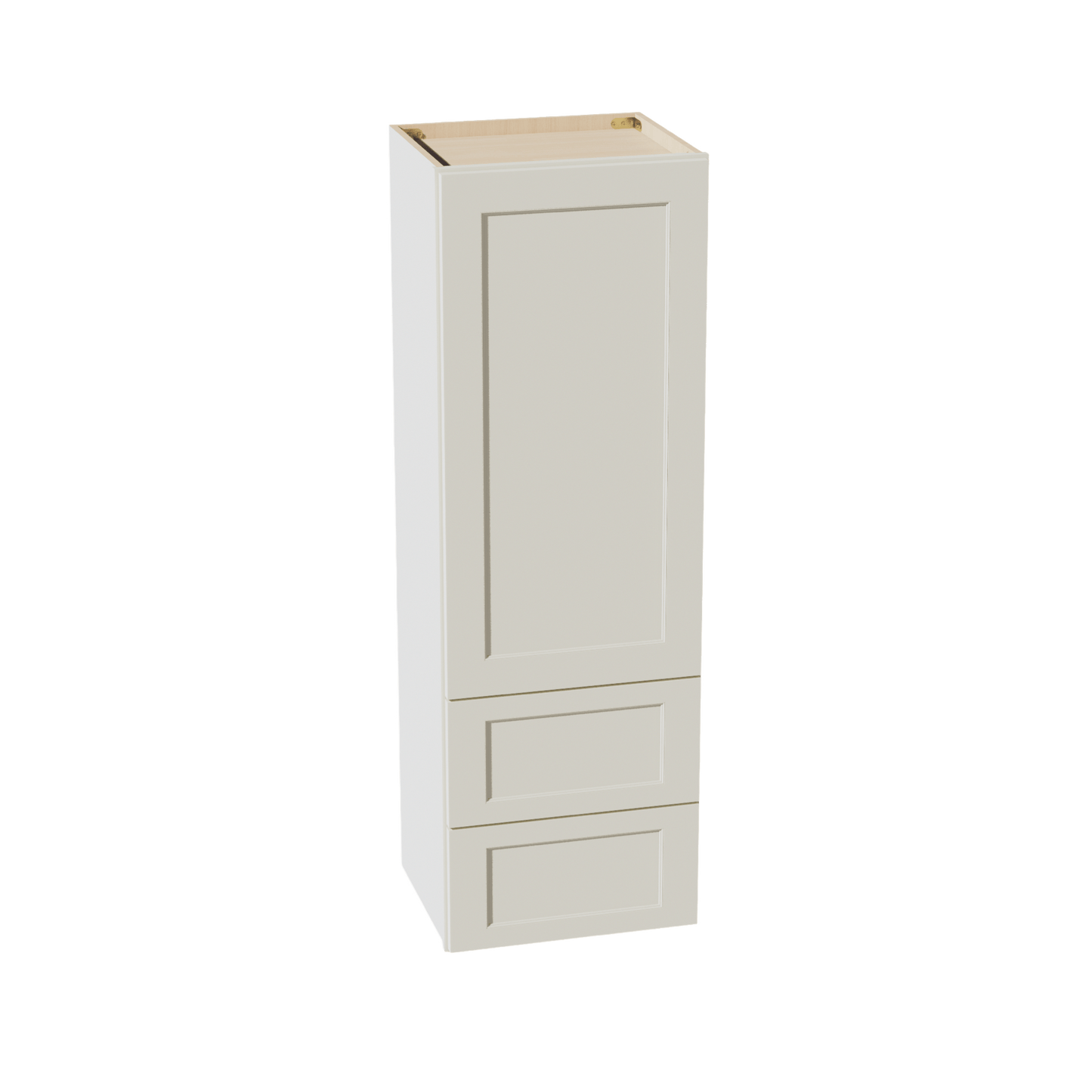 TW - WD1854: Creamy White Shaker 18"W x 54"H 1 Door & 2 Drawers Special Wall Cabinet - NextCabinets