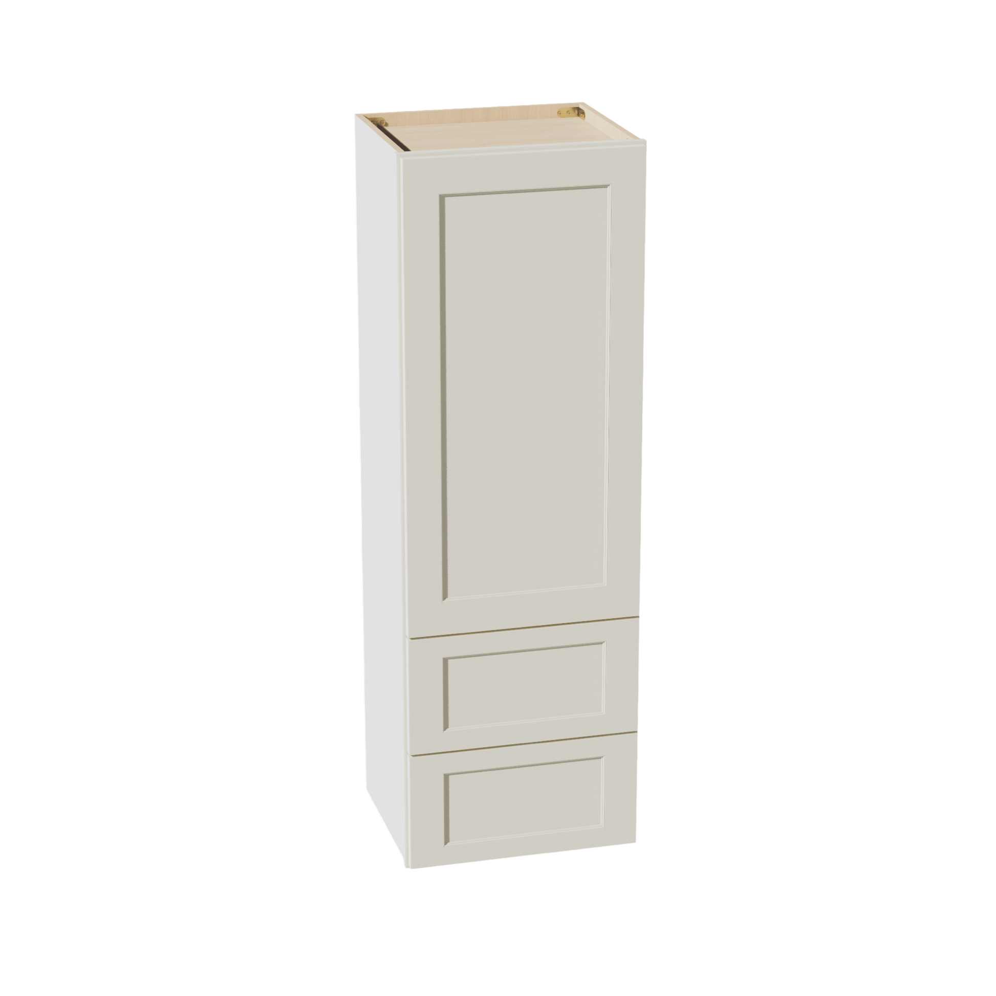 TW - WD1854: Creamy White Shaker 18"W x 54"H 1 Door & 2 Drawers Special Wall Cabinet - NextCabinets