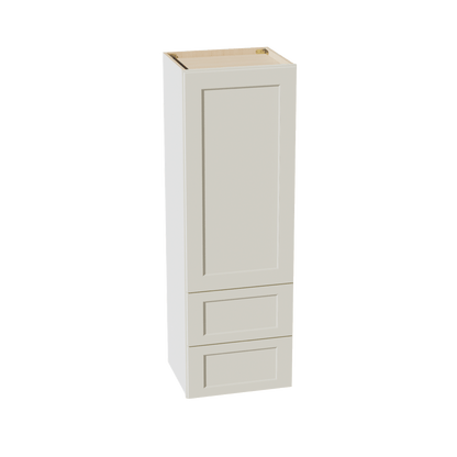 TW - WD1854: Creamy White Shaker 18"W x 54"H 1 Door & 2 Drawers Special Wall Cabinet - NextCabinets
