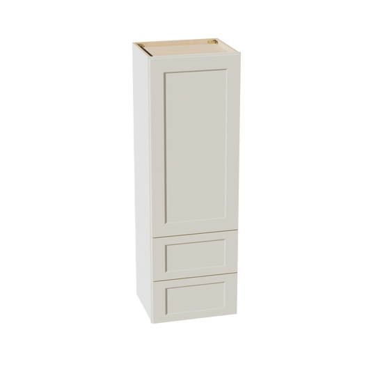 TW - WD1854: Creamy White Shaker 18"W x 54"H 1 Door & 2 Drawers Special Wall Cabinet - NextCabinets