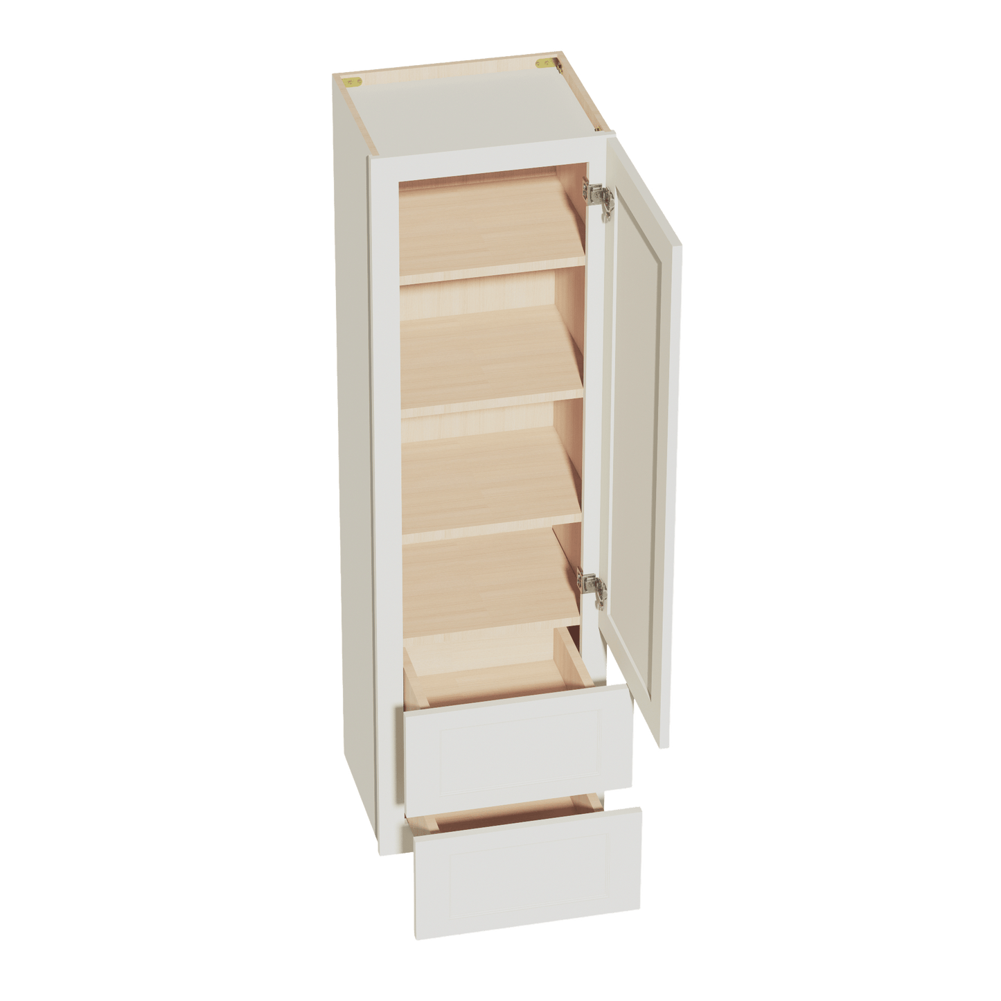 TW - WD1860: Creamy White Shaker 18"W x 60"H 1 Door & 2 Drawers Special Wall Cabinet - NextCabinets