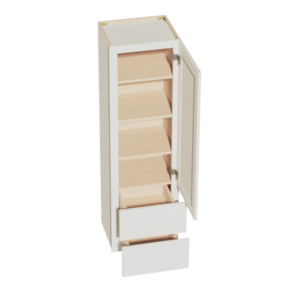 TW - WD1860: Creamy White Shaker 18"W x 60"H 1 Door & 2 Drawers Special Wall Cabinet - NextCabinets