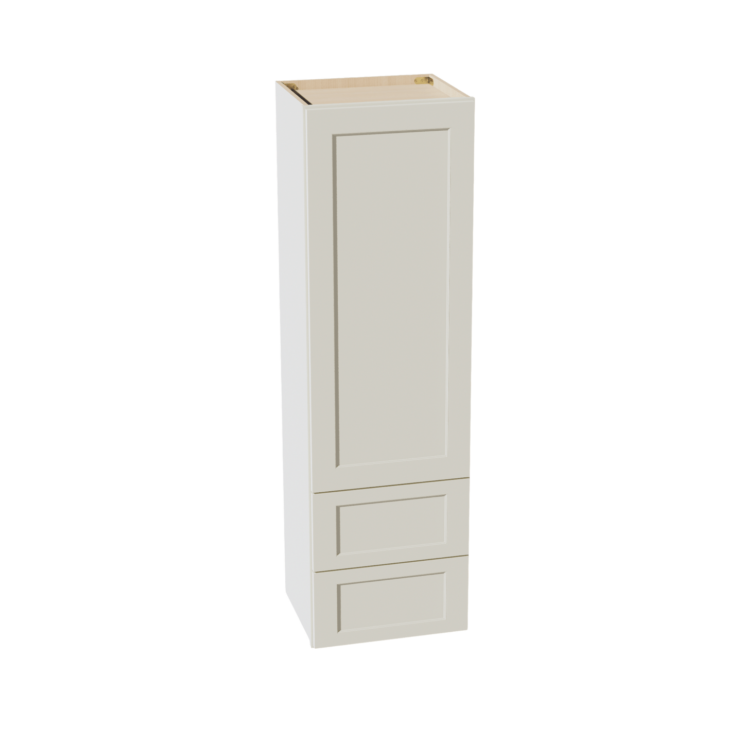 TW - WD1860: Creamy White Shaker 18"W x 60"H 1 Door & 2 Drawers Special Wall Cabinet - NextCabinets